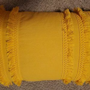 Yellow fringe throw pillow